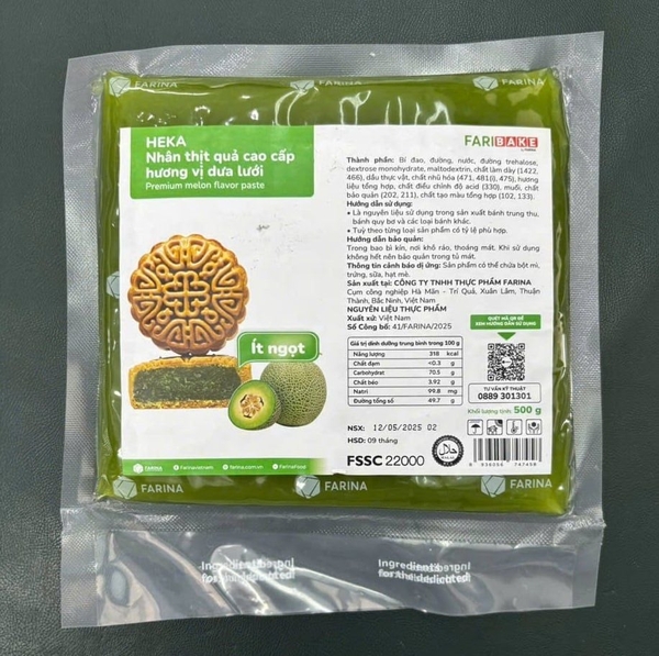 Nhân thịt quả cao cấp hương vị dưa lưới Farina Heka 500g