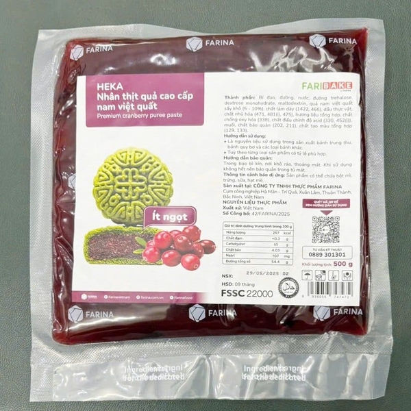 Nhân Trung Thu Thịt quả cao cấp Nam việt quất Farina Heka 500g