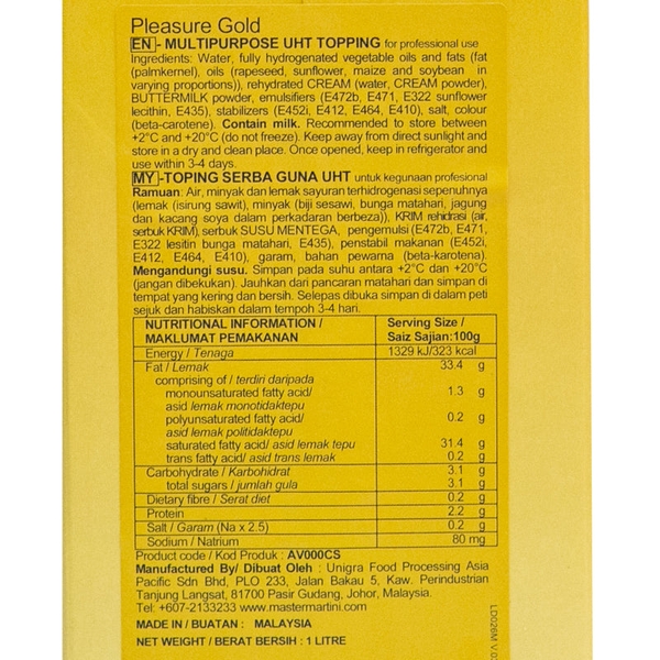 Kem đa dụng Pleasure Gold Multipurpose UHT 1Lít