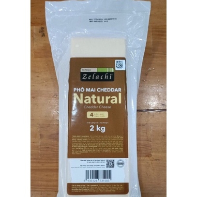 Phô mai Cheddar Natural Zelachi Block 2kg