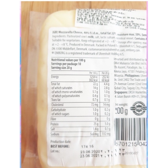 Phô Mai Mozzarella Emborg 200g