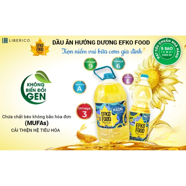 Dầu hướng dương Efko Food Nga chai 1Lít