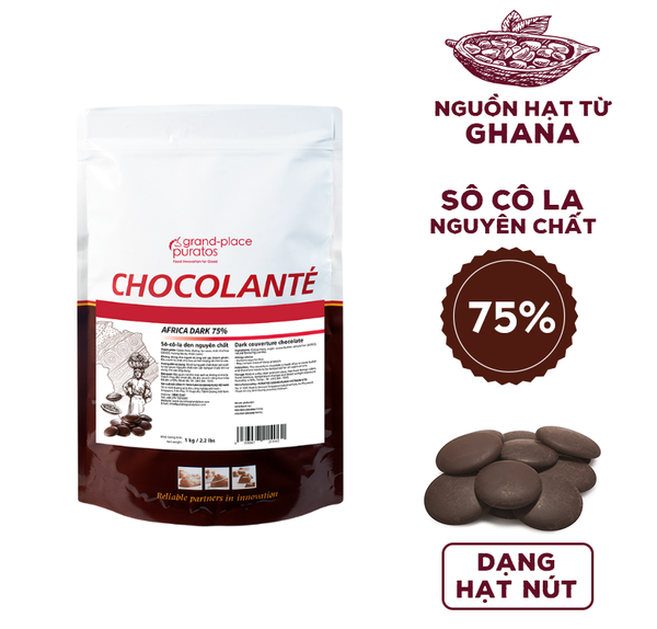 Sôcôla Nút Đen Nguyên Chất 75% 1Kg