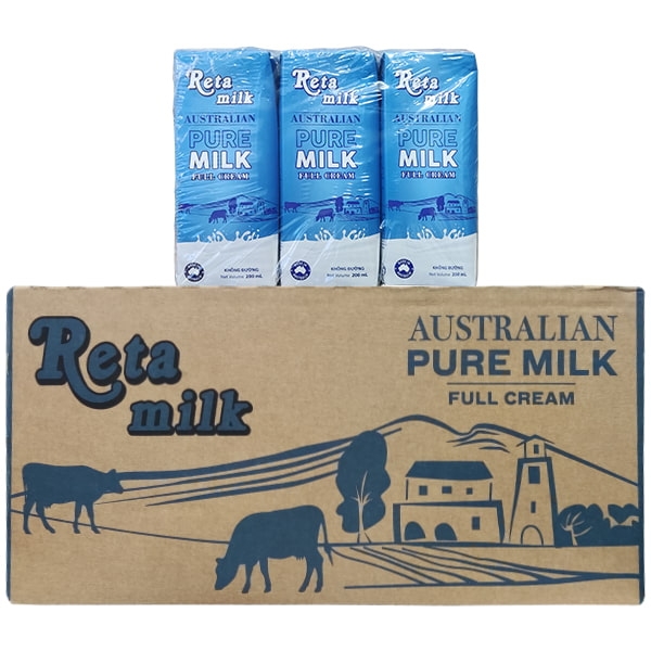Sữa Tươi Úc Tiệt Trùng Reta Milk Thùng 24 Hộp 200ml - DATE 30/07/2025