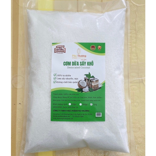 Cơm dừa sấy khô mịn Phú Thương Food 1kg (Độ Béo >62%)