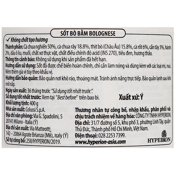 [Hộp 400G] Sốt cà chua thịt bò bằm Bolognese Agnesi Ý 400g - 100% cà chua Ý và thịt bò - DATE MỚI 2024