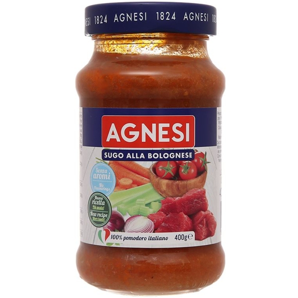 [Hộp 400G] Sốt cà chua thịt bò bằm Bolognese Agnesi Ý 400g - 100% cà chua Ý và thịt bò - DATE MỚI 2024