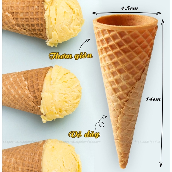 Vỏ Kem Ốc Quế Waffle Cones Loại Cao Cấp - Hộp 6 Cái