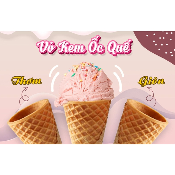 Vỏ Kem Ốc Quế Waffle Cones Loại Cao Cấp - Hộp 6 Cái