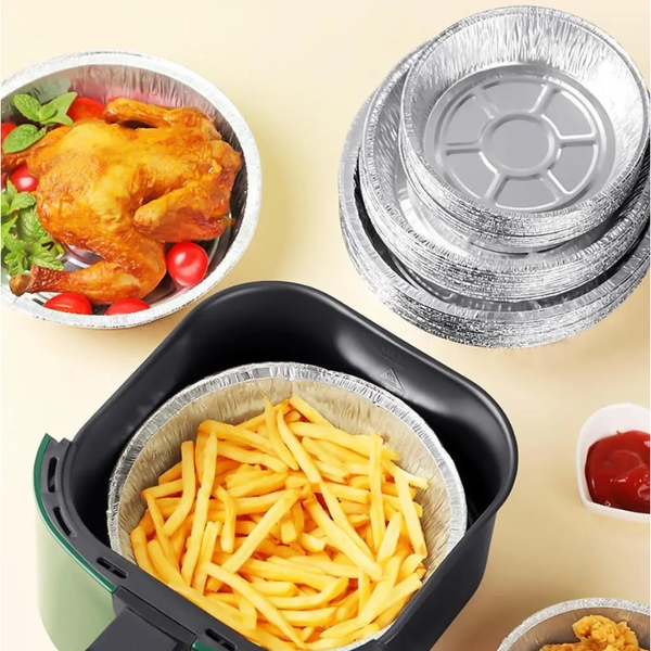 Bộ 10 khay bạc nướng nồi chiên không dầu (LOẠI 22CM - LOẠI KHAY BẠC)
