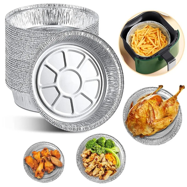 Bộ 10 khay bạc nướng nồi chiên không dầu (LOẠI 22CM - LOẠI KHAY BẠC)