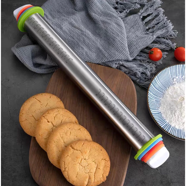 Cây lăn bột inox 43cm có thể điều chỉnh theo độ dày của bột
