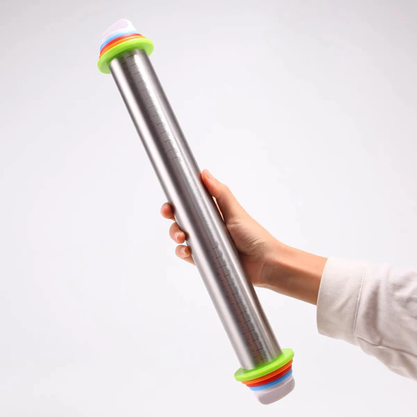 Cây lăn bột inox 43cm có thể điều chỉnh theo độ dày của bột