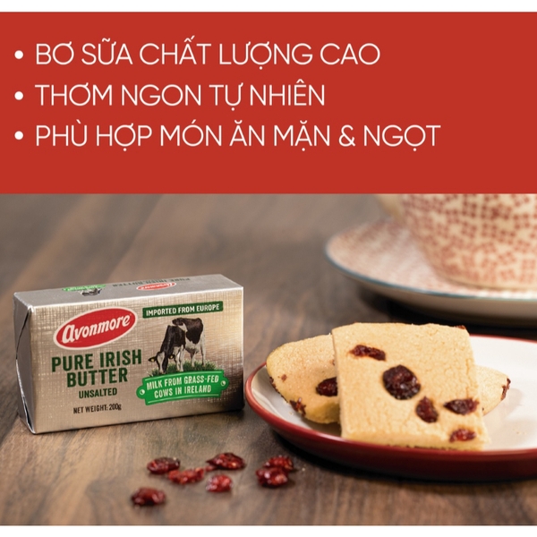 Bơ mặn/lạt cao cấp Avonmore Ireland 200g