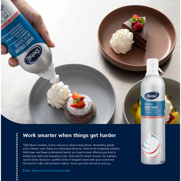 Kem xịt Whipped Cream Debic 700ml - Debic Dairy Cream with Sugar in Spraycan