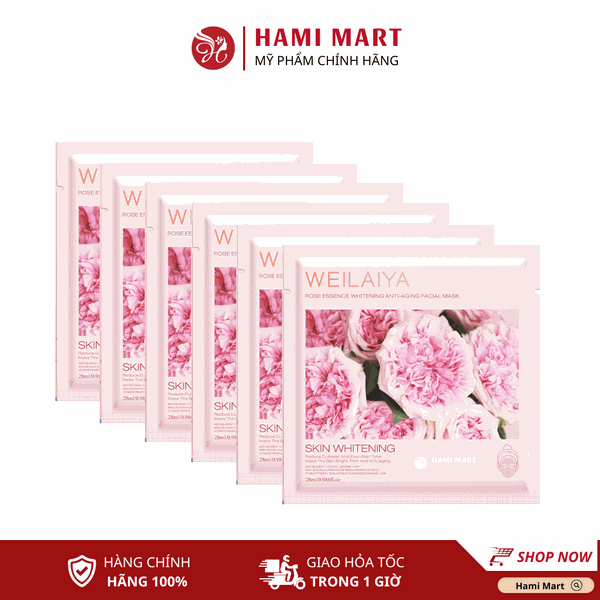 [Combo 5 Miếng] Mặt Nạ Hồng Trắng Da Hoa Hồng Weilaiya
