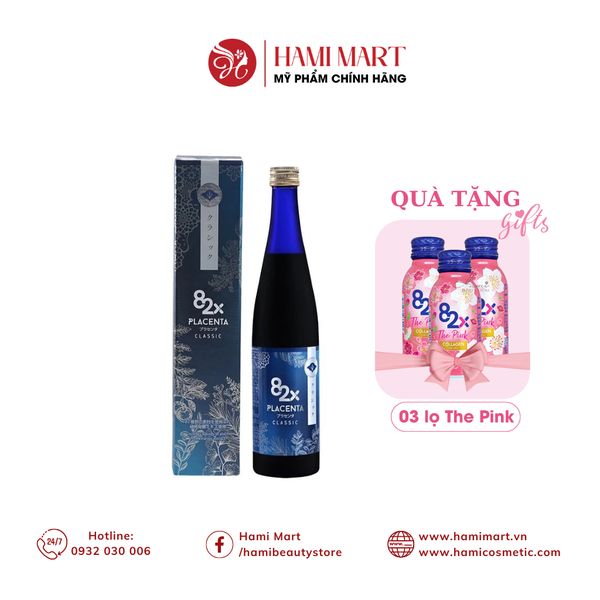 82X Placenta Classic Nhật Bản Chai 500ml + Quà tặng