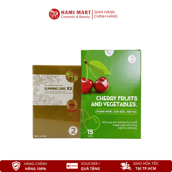Viên Uống Giảm Cân X3 Slimming Care Số 2 (Loại Mạnh Cho Cơ Địa Chai Lì) + Tặng Kèm Detox Rau Xanh