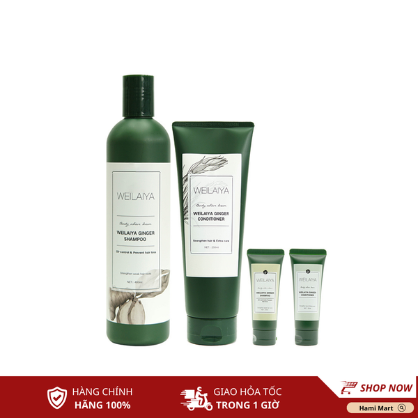 Bộ Dầu Gội - Xả Gừng Weilaiya (Tóc Dầu, Bết) + Tặng mini gội xả