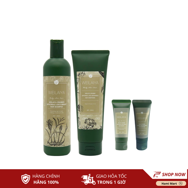 Bộ Gội Xả Gừng HTO Weilaiya (400ml + 250ml) + Tặng set mini