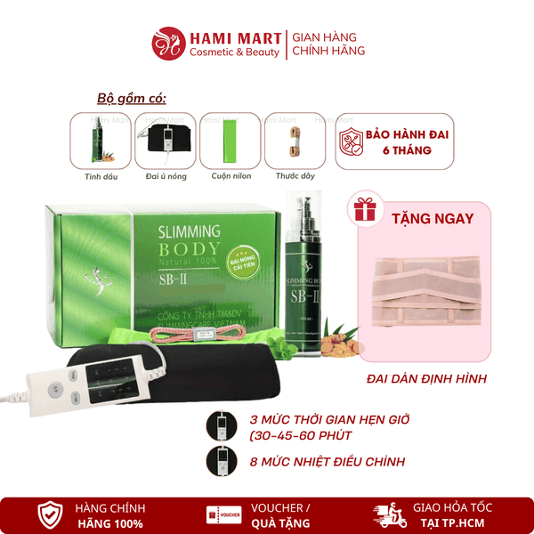 Bộ Ủ Nóng Tan Mỡ Bụng Slimming Body SB2 bản cải tiến + Tặng Đai Dán - Bảo hành đai 6 tháng