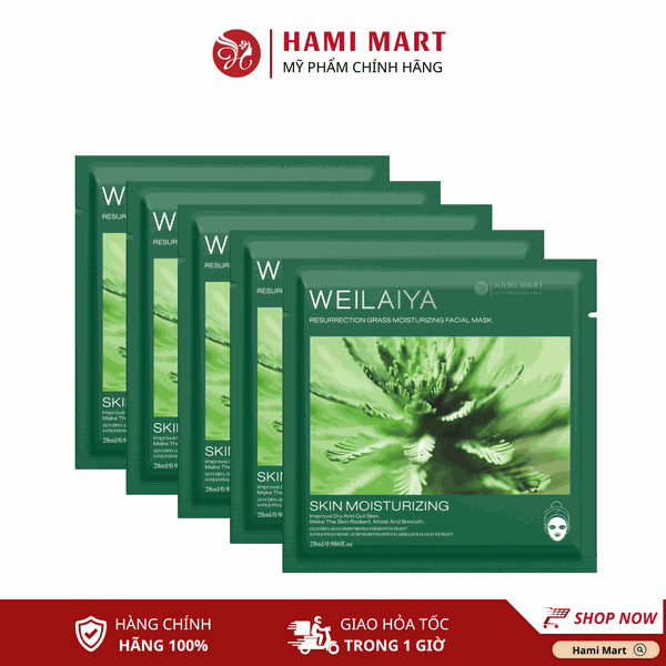 [Combo 5 Miếng] Mặt Nạ Xanh Cấp Ẩm Cỏ Vạn Năm Weilaiya