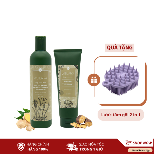 [Deal Hot] Dầu Gội Xả Gừng Hà Thủ Ô Weilaiya +Tặng Lược Tắm Gội 2in1