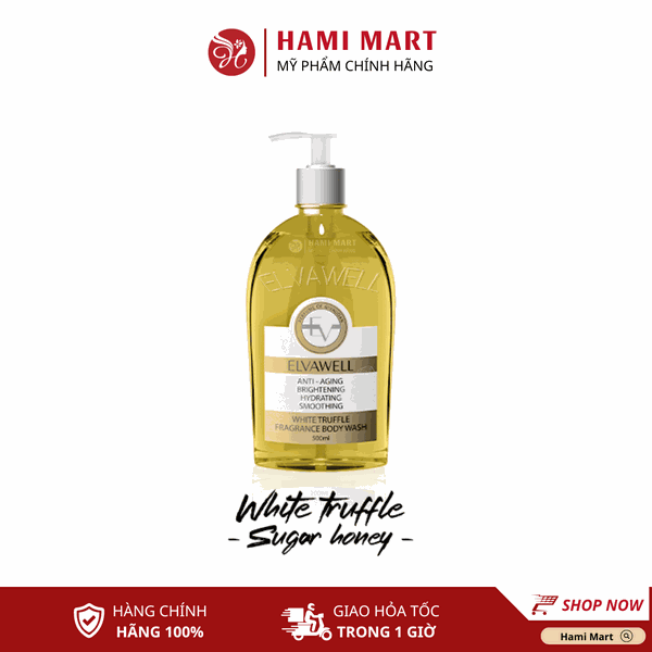 [Vàng] Sữa Tắm Nước Hoa Gel Thạch ELVAWELL - Honey Sugar 500ml