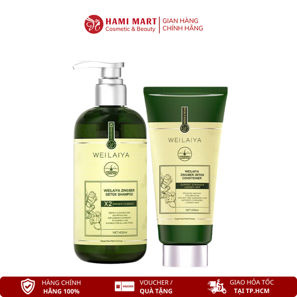Bộ Dầu Gội Xả Gừng Hỗ Trợ Mọc Tóc Detox Da Đầu 420ml + 200ml