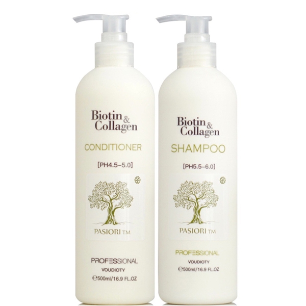 Bộ Dầu Gội Dầu Xả Biotin & Collagen Phục Hồi Màu Trắng - 500ml*2