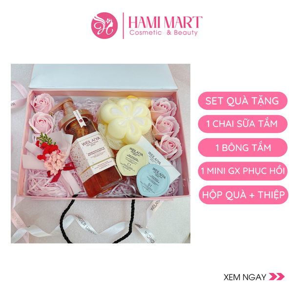 [HỘP QUÀ ] Set Quà Tặng 1 Chai Sữa Tắm Cánh Hoa Hồng Damask Weilaiya