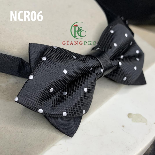 [HCM]Nơ đeo cổ nam màu đen chấm bi giangpkc ncr06