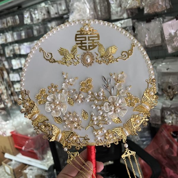 Quạt tròn trang trí cổ trang chụp hình áo dài trắng (đỏ) Giangpkc T10112023  giangpkc-phu-kien-thoi-trang