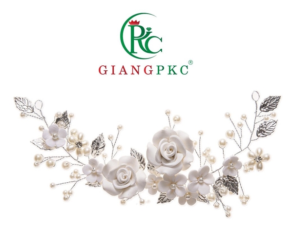 Ốp cài tóc cô dâu hoa sau trắng lá hạt trang 9-2022 Giangpkc  giangpkc-phu-kien-thoi-trang SP2221904