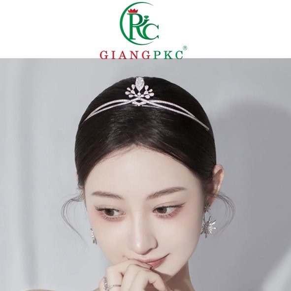 Vương miện công chúa đính hạt đá pha lê trắng mẫu mới t10-2022 Giangpkc  giangpkc-phu-kien-thoi-trang