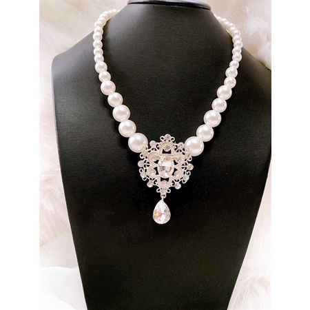 Trang sức bộ hạt trai gắn tag cài đá lớn Giangpkc Mẫu04