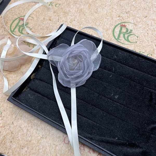 Dây hoa choker đeo cổ màu xám dây ruy băng cột