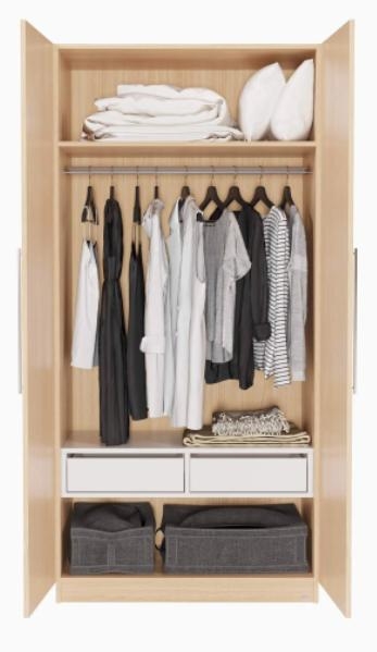 Tủ Quần Áo Gỗ MDF 2 Cánh Tay Nắm