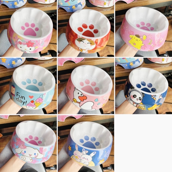 Bát ăn cao cấp hoạ tiết in hình bàn chân 14,5*14,5*6,5cm