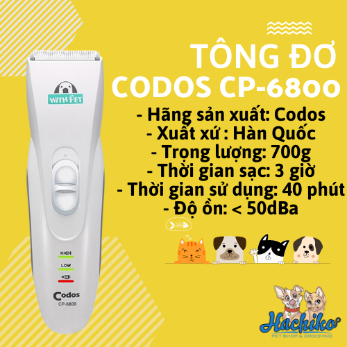 Tông đơ cắt tỉa lông cho thú cưng Chó Mèo Codos CP-6800