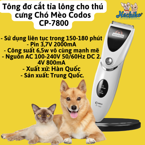 Tông đơ cắt tỉa lông cho thú cưng Chó Mèo Codos CP-6800