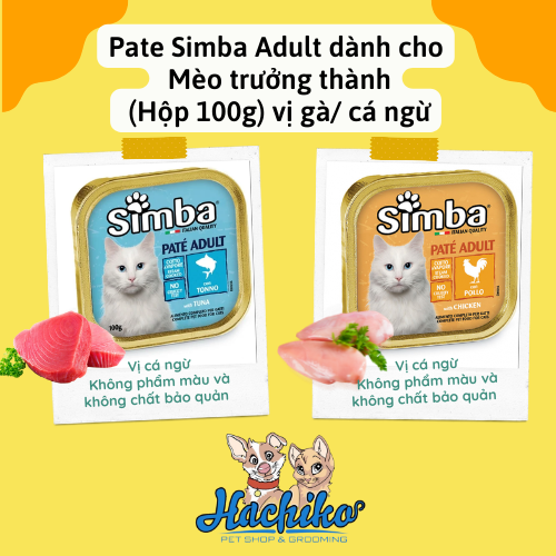 Pate Simba Adult dành cho Mèo trưởng thành (Hộp 100g) vị gà/ cá ngừ