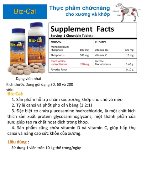 Thuốc bổ sung Canxi + Glucosamine Biz 30 viên
