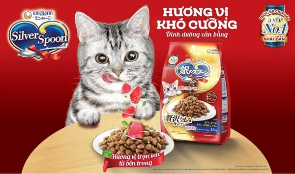 Thức ăn mèo Silver Spoon cá gà 1kg