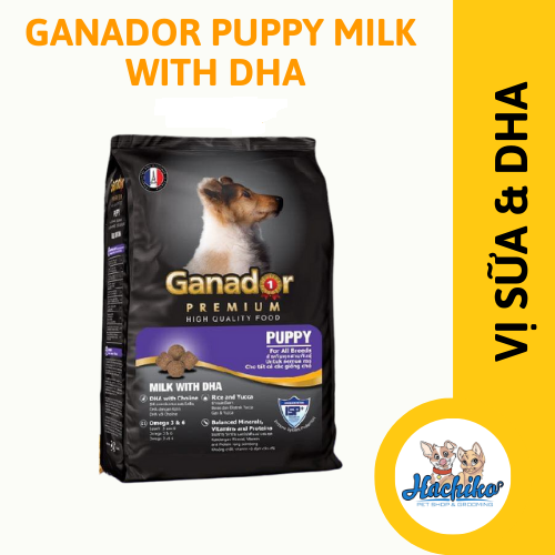 Thức ăn cho chó Ganador Puppy vị sữa và DHA 400gr/3kg/20kg