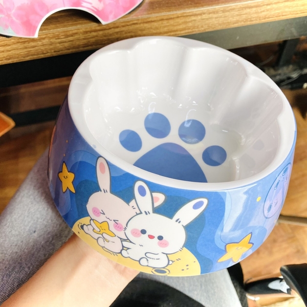 Bát ăn cao cấp hoạ tiết in hình bàn chân 14,5*14,5*6,5cm