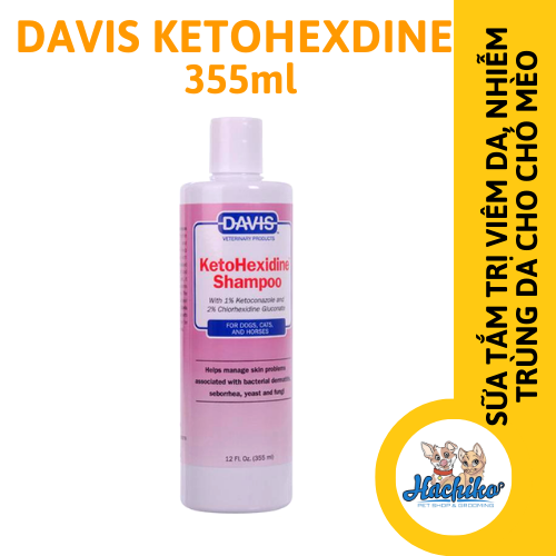 Sữa tắm tr_ị ngứa khuẩn, nấm da cho thú cưng Davis Ketohexadine 355ml