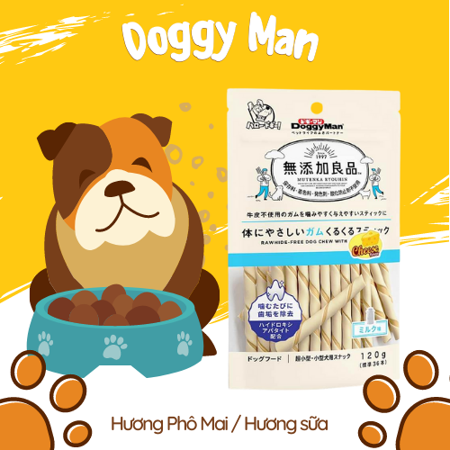 Que gặm Doggy Man hương sữa/pho mai/size mini 120gr