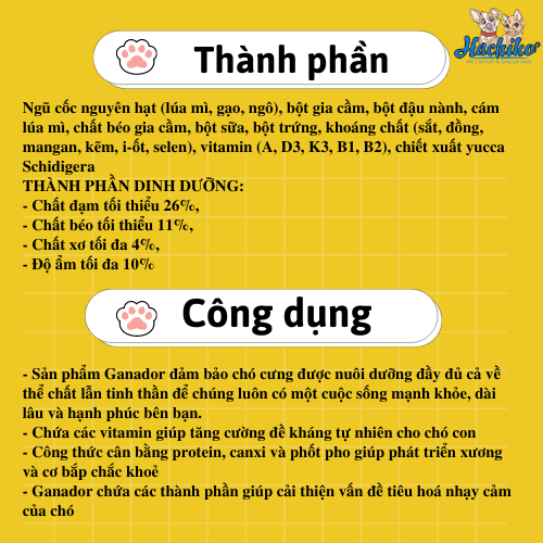 Thức ăn hạt dành cho chó con dưới 12 tháng tuổi Ganador Puppy Trứng & Sữa