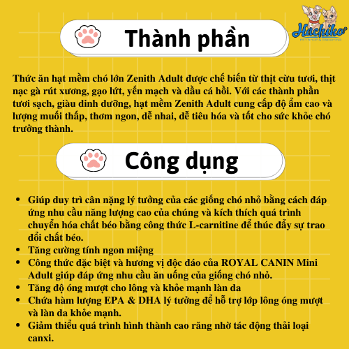 Thức ăn hạt mềm cho chó trưởng thành Zenith Adult - 1.2kg